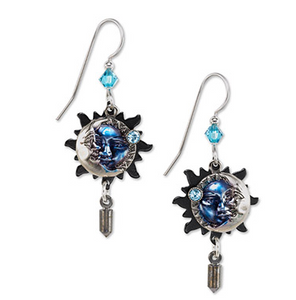 Blue Eclipse With Crystal Earrings - Silver Forest