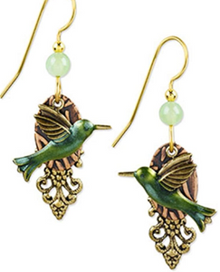 Green Hummingbird Flight Earrings
