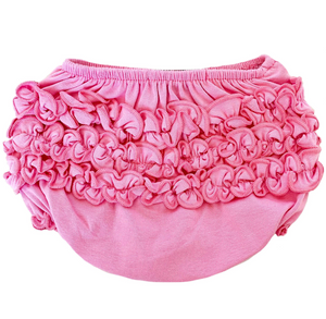 Girls Pink Knit Ruffled Butt Bloomer