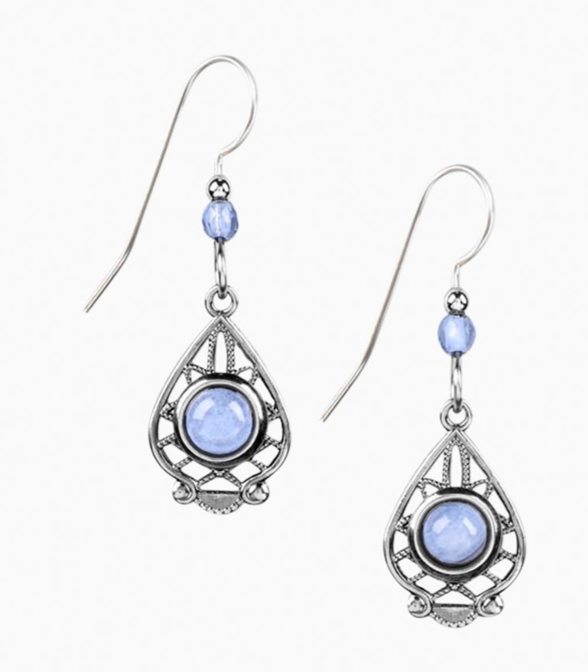 Blue Lace Agate Drop Earrings - Silver Forest