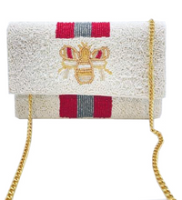 BEE MAROON AND SILVER STRIPE MINI CLUTCH