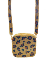 LEOPARD PRINT BEADED BOX BAG WITH LEOPARD STRAP
