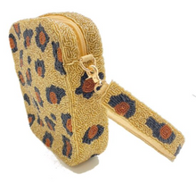 LEOPARD PRINT BEADED BOX BAG WITH LEOPARD STRAP