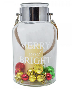 12" Merry and Bright Expression Glass Canister