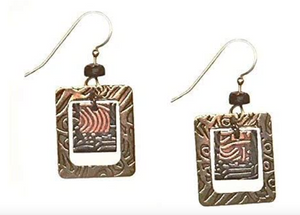 Triple Square Dangle Earrings - Silver Forest