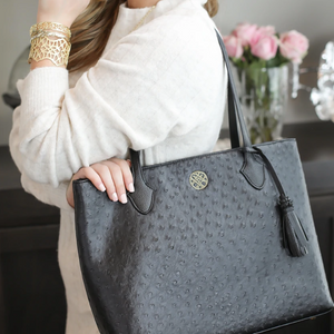 So Fly Tote in Black Ostrich