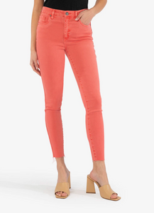 CONNIE HIGH RISE FAB AB SLIM FIT ANKLE SKINNY (CORAL)
