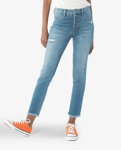 Reese High Rise Fab Ab Fray Hem Ankle Jeans