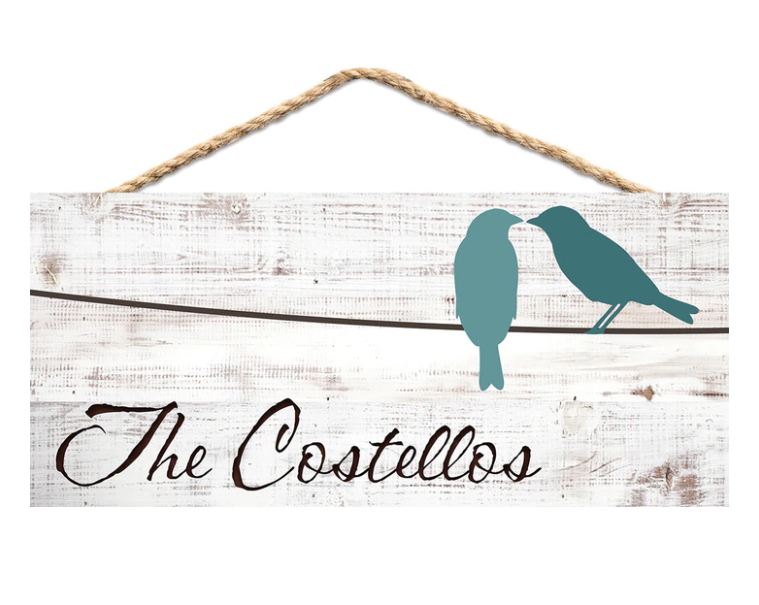 Personalizable Birds Hanging Sign