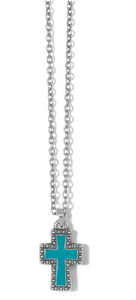 Dazzling Cross Petite Necklace - Turquoise