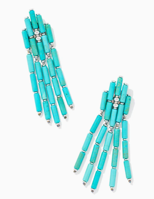 Ember Silver Statement Earrings in Variegated Turquoise Magnesite - Kendra Scott
