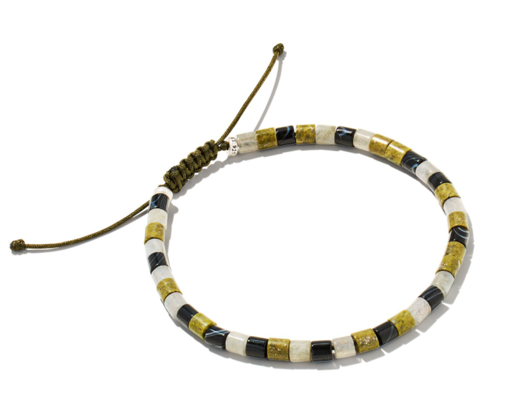 Grey Oxidized Sterling Silver Corded Bracelet in Olive Mix - Kendra Scott