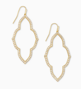 Abbie Gold Open Frame Earrings in White Crystal - Kendra Scott