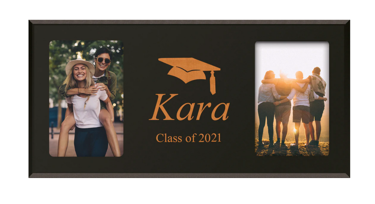 Personalized Black Double Photo Frame (4x6)