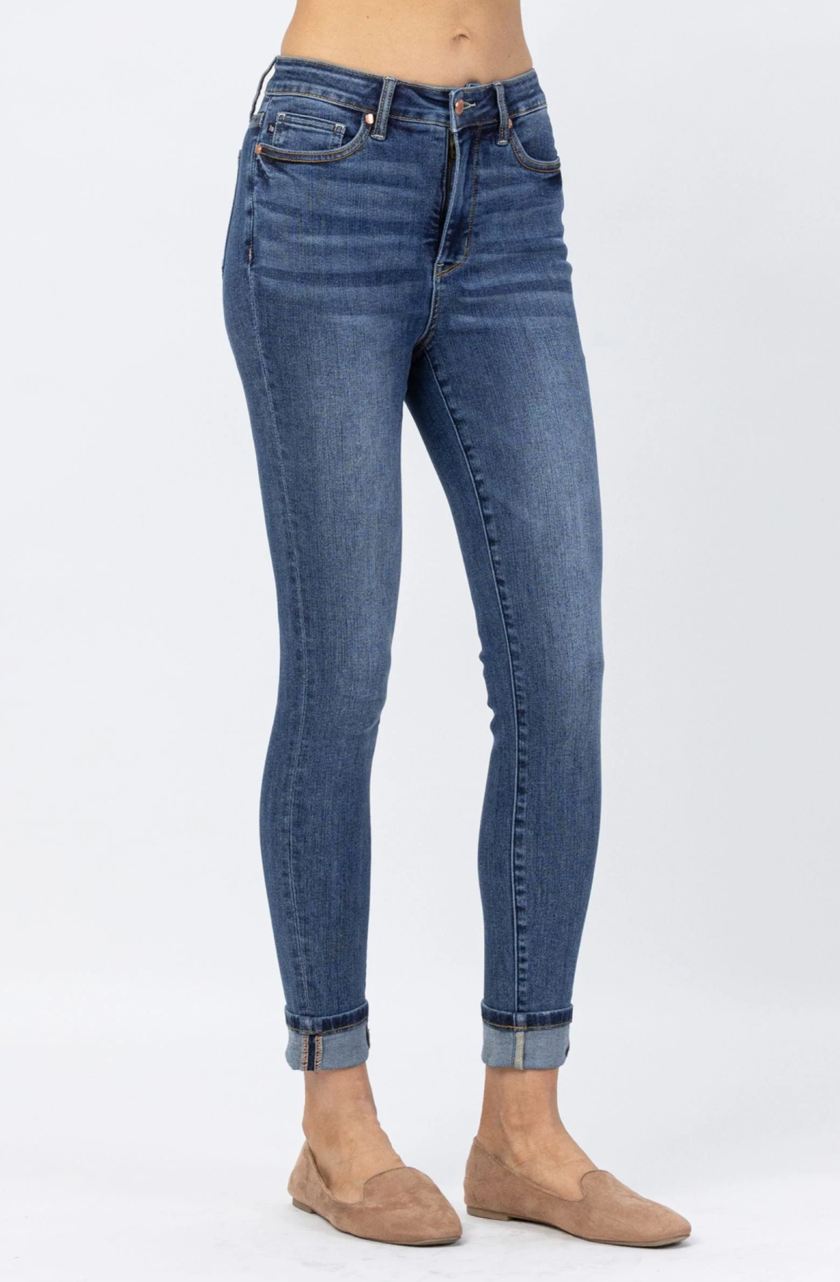 Judy Blue High Waist Cuffed Tummy Control Skinny Jeans