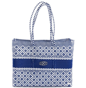 Blue Stripe Travel Tote Bag with Clutch