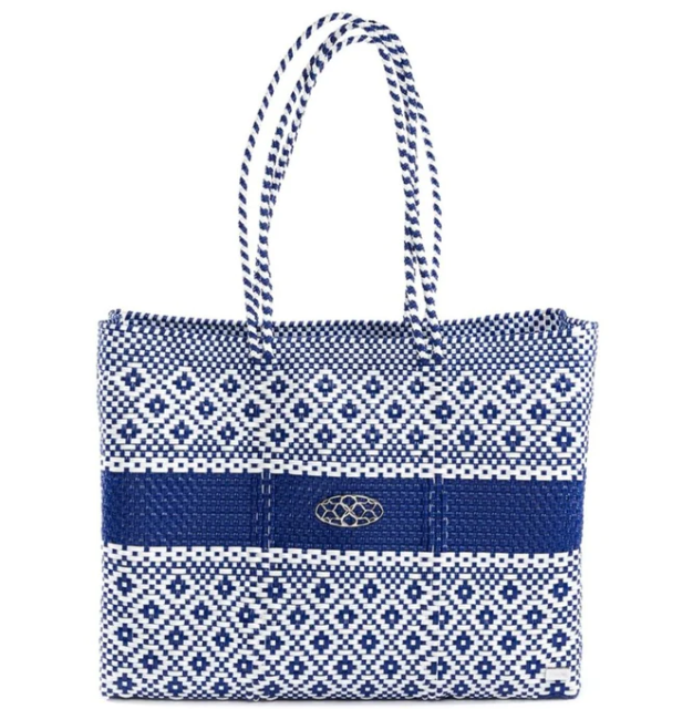 Blue Stripe Travel Tote Bag with Clutch