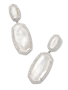 Pearl Beaded Rhodium Ivory Mother Of Pearl Elle Statement Earrings - Kendra Scott