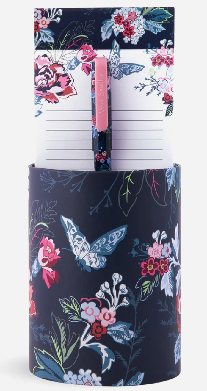 Pen Cup and Notepad Set - Rose Toile - Vera Bradley