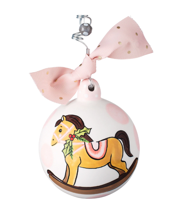 Pink Baby s 1st Rocking Horse Ornament Belle Lees Boutique
