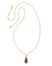 Payton Gold Long Pendant Necklace in Bronze Veined Purple Turquoise Magnesite - Kendra Scott