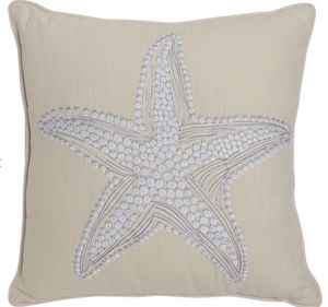 Embroidered Starfish Throw Pillow