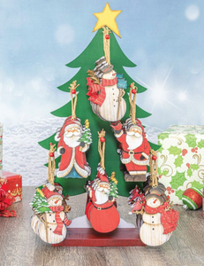 Country Snowman & Santa Ornament