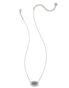 Baguette Elisa Pendant Necklace in Rhodium Platinum Drusy - Kendra Scott
