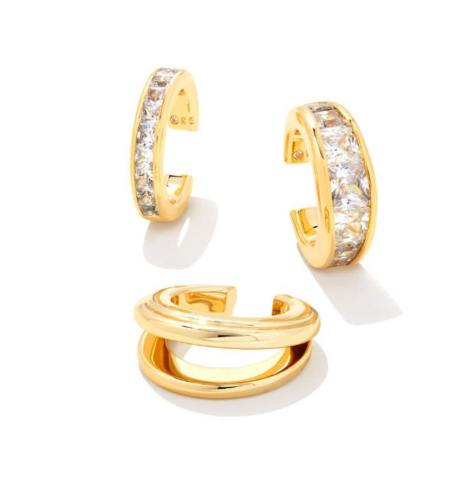 Parker Gold Ear Cuff Set in White Crystal - Kendra Scott