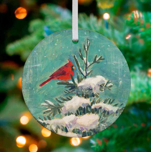 Red Cardinal Porcelain Ornament
