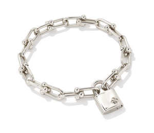Jess Gold Lock Chain Bracelet in Silver - Kendra Scott
