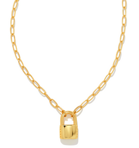 Jess Gold Small Lock Chain Necklace - Kendra Scott