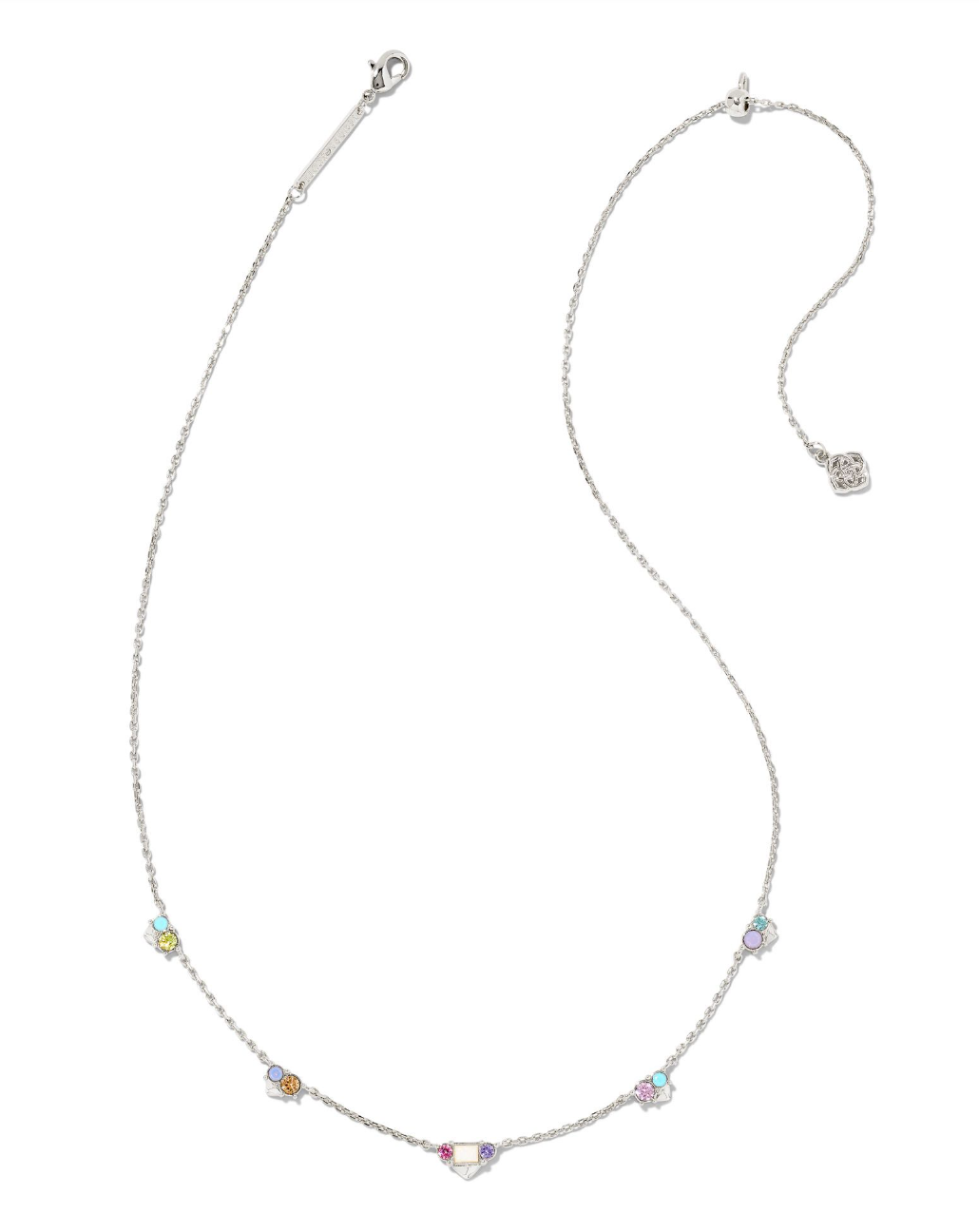 Devin Silver Crystal Strand Necklace in Pastel Mix - Kendra Scott