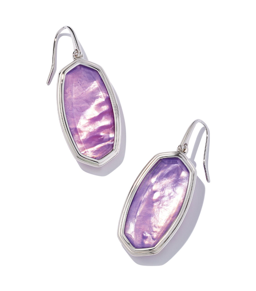 Framed Elle Silver Drop Earrings in Lavender Opalite Illusion - Kendra Scott