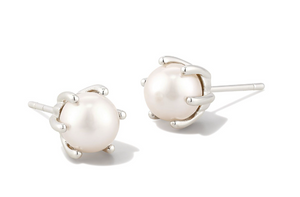 Ashton Silver Stud Earrings in White Pearl - Kendra Scott