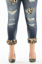 KanCan Distressed Jeans W/ Leopard Print