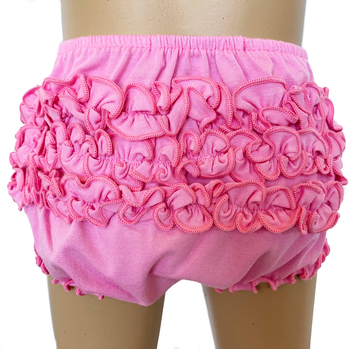 Girls Pink Knit Ruffled Butt Bloomer