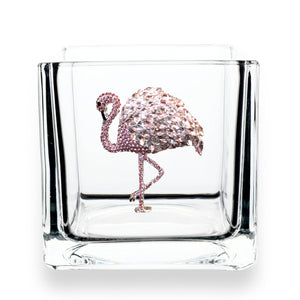 Flamingo Jeweled 4x4 Candle Holder