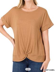 Casual Knit Knot Front Top
