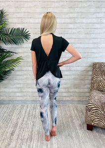 White Feather Print High Waisted Leggings