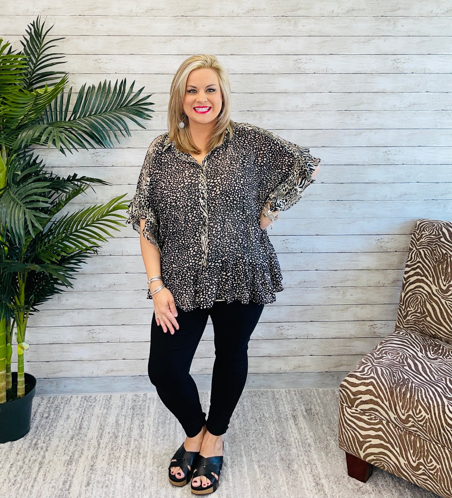 Sheer Animal Print Top