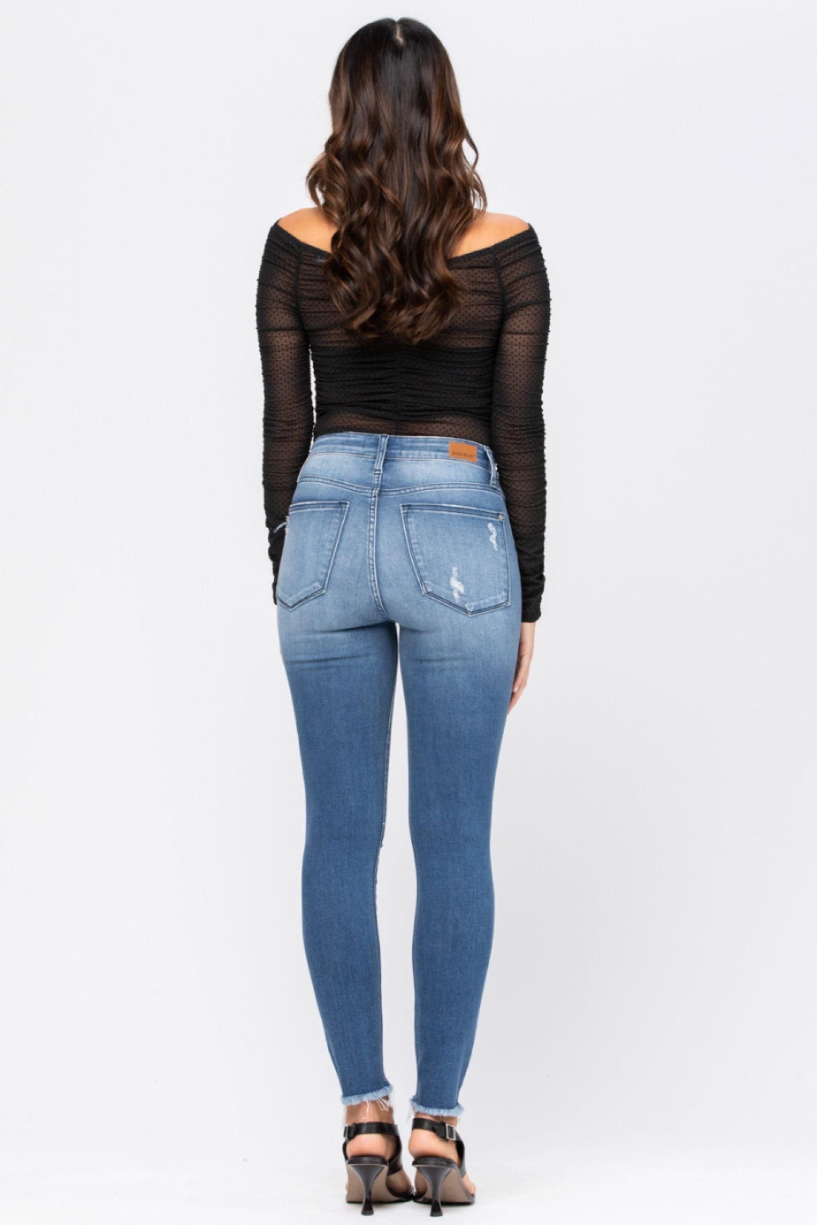 Hi Rise Destroy Hem Skinny Judy Blue Jeans