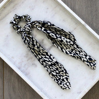 HAIR TIE SCARF SCRUNCHIE - LEOPARD PRINT